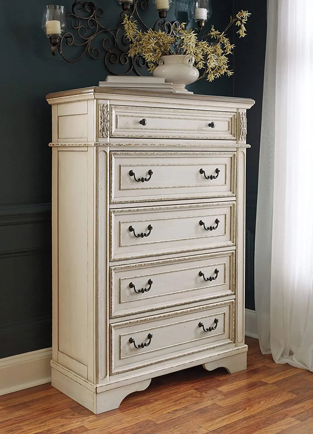 Signature Design by Ashley B743-46 Realyn Chest of Drawers Chipped White