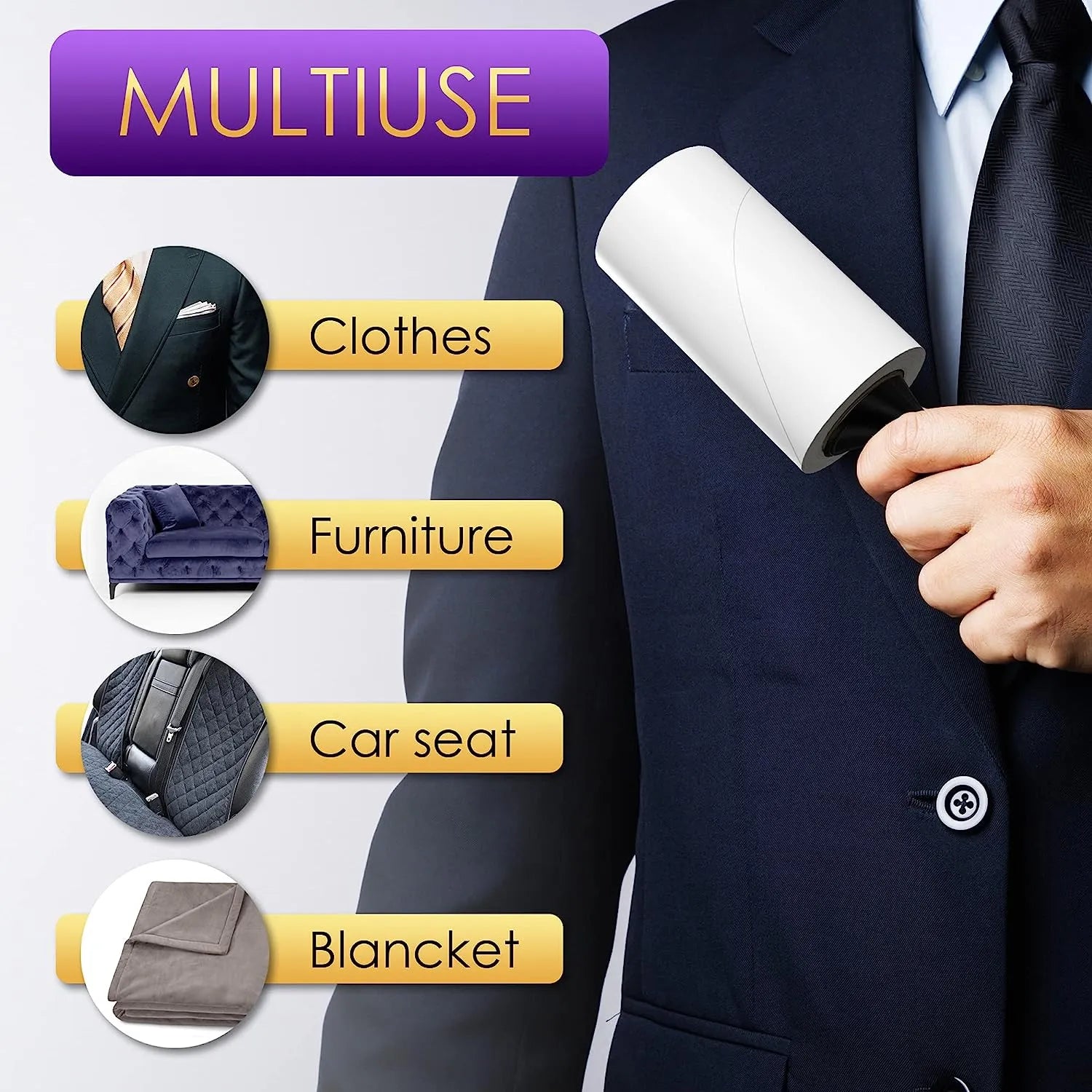 Lint Rollers Value Pack of 450 Sheets / 5 Refills, Sticky Roller, Lint Remover for Dog, Cat, Pet Hair, Lint Rollers for Clothes, Carpet, Couch, Furniture, Car Seats