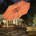 9/10ft Crank Open Patio Umbrella With 24 LED Lights & Ruffles