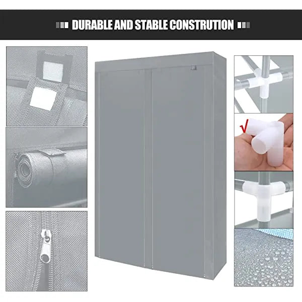 ERONE Shoe Rack Storage Organizer , 28 Pairs Portable Double Row with Nonwoven Fabric Cover Shoe Rack Cabinet for Closet (Black)