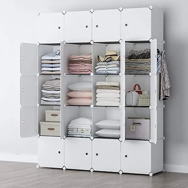 YOZO Cube Storage Organzier Portable Closet Wardrobe Bedroom Dresser (71x14x71 inches) Portable Closet Cube Shelf Armoire Pantry Cabinet, 25 Cubes, Blue 25Cubes Blue