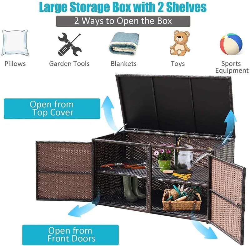 88 Gallon Rattan Outdoor Deck Storage Box Patio Container