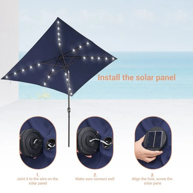 Doralice 120'' x 78'' Rectangular Lighted Market Umbrella