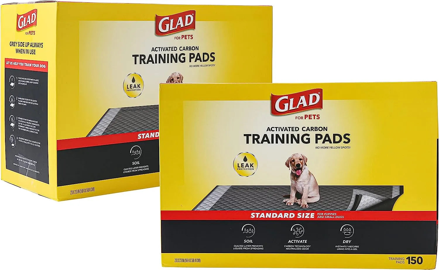Glad for Pets Black Charcoal Puppy Pads 23" x 23" | Puppy Potty Training Pads That ABSORB & NEUTRALIZE Urine Instantly | New & Improved Quality Puppy Pee Pads, 100 count