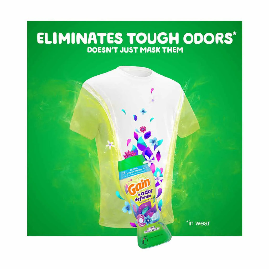 Gain + Odor Defense In-Wash Scent Booster - Super Fresh Blast Scent, 9.1 Oz