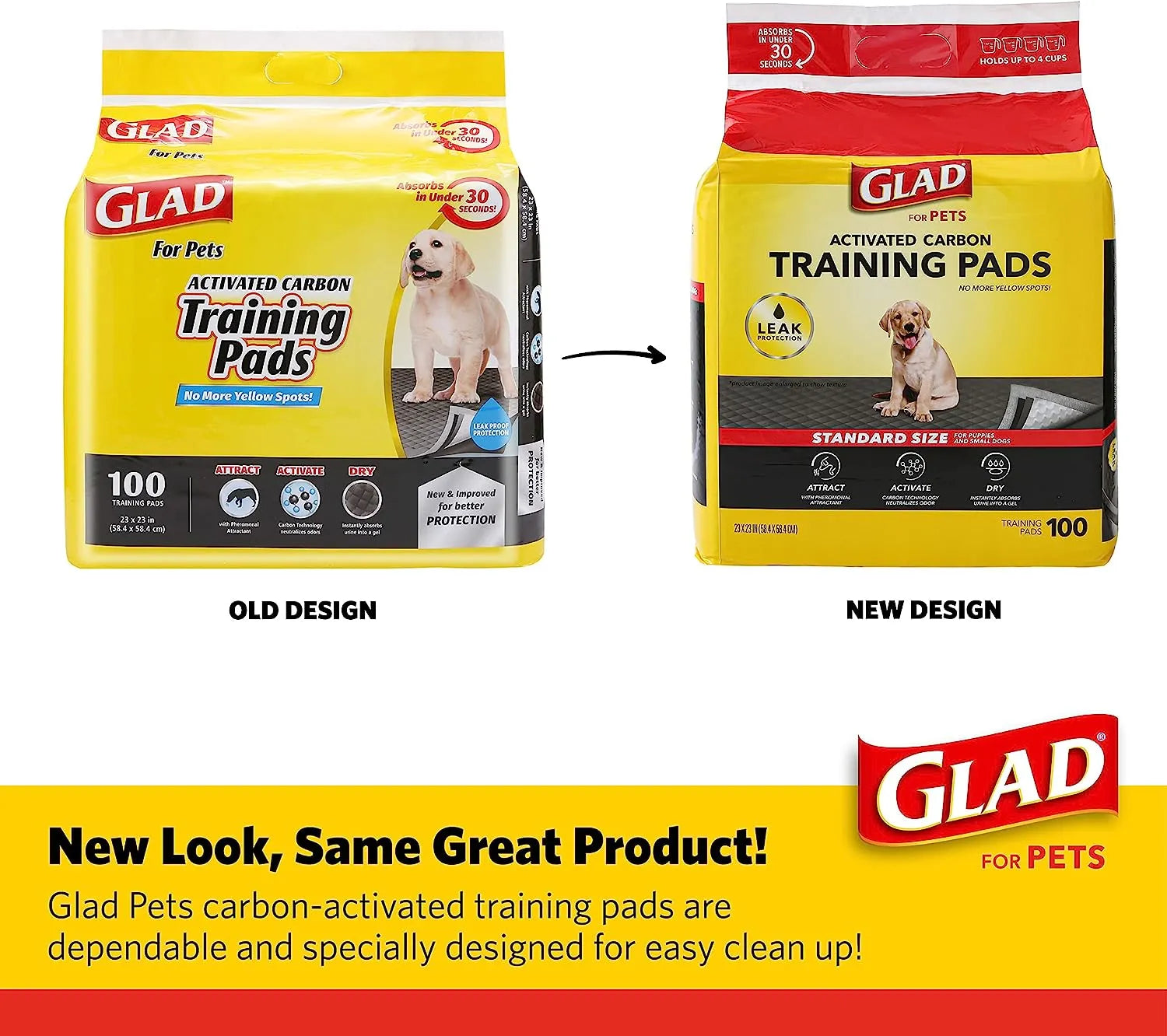 Glad for Pets Black Charcoal Puppy Pads 23" x 23" | Puppy Potty Training Pads That ABSORB & NEUTRALIZE Urine Instantly | New & Improved Quality Puppy Pee Pads, 100 count