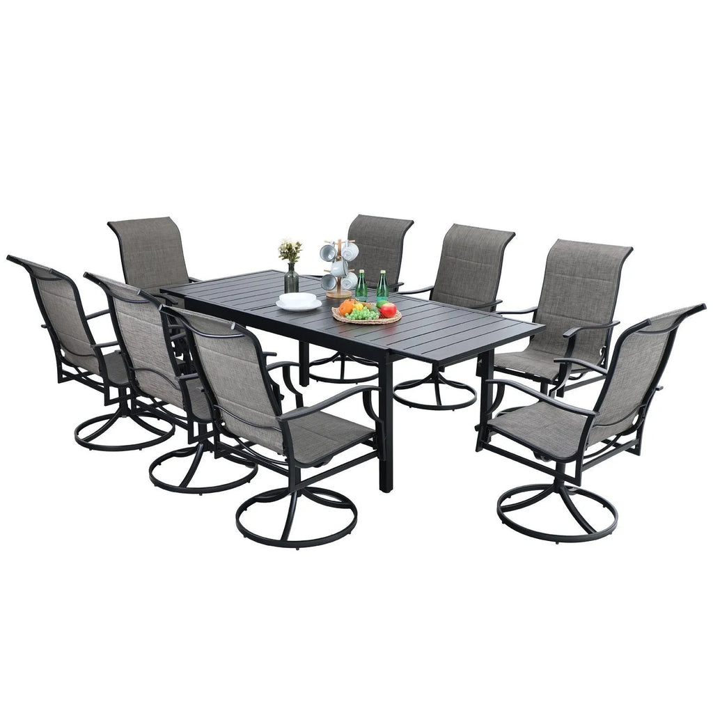 7-Piece/9-Piece Outdoor Patio Dining Set with Adjustable Table & Padded Textilene Swivel Chairs