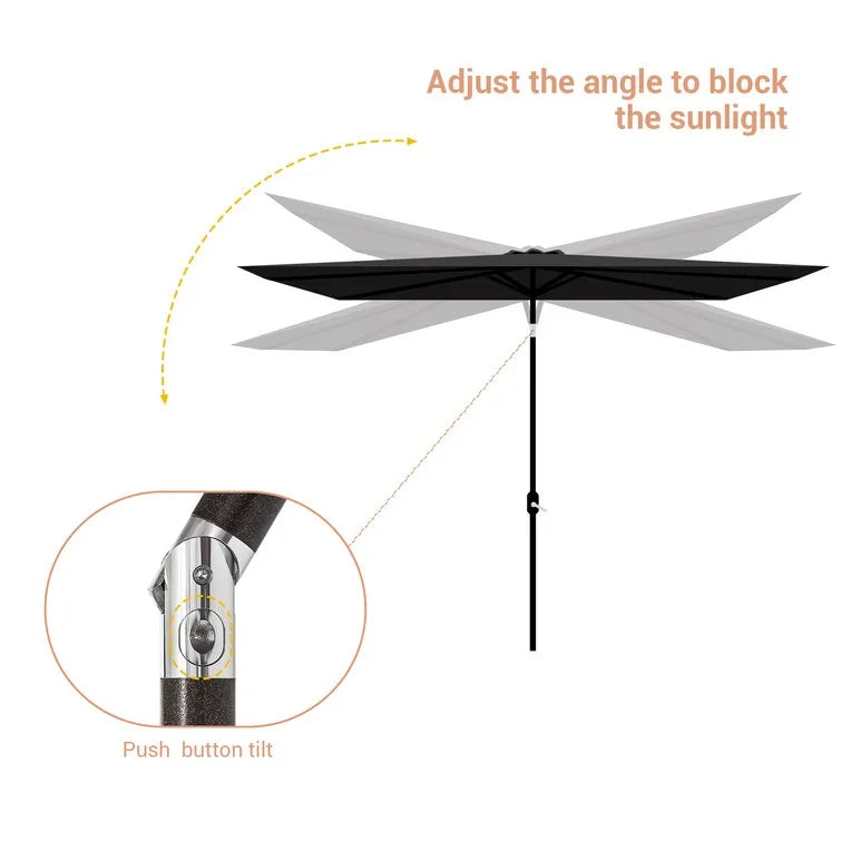 Doralice 120'' x 78'' Rectangular Lighted Market Umbrella