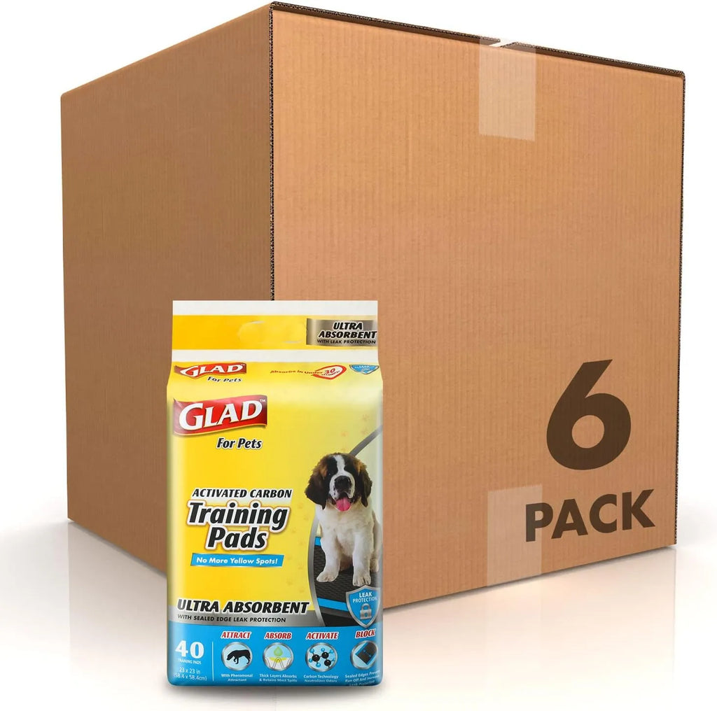 Glad for Pets Black Charcoal Puppy Pads 23" x 23" | Puppy Potty Training Pads That ABSORB & NEUTRALIZE Urine Instantly | New & Improved Quality Puppy Pee Pads, 100 count