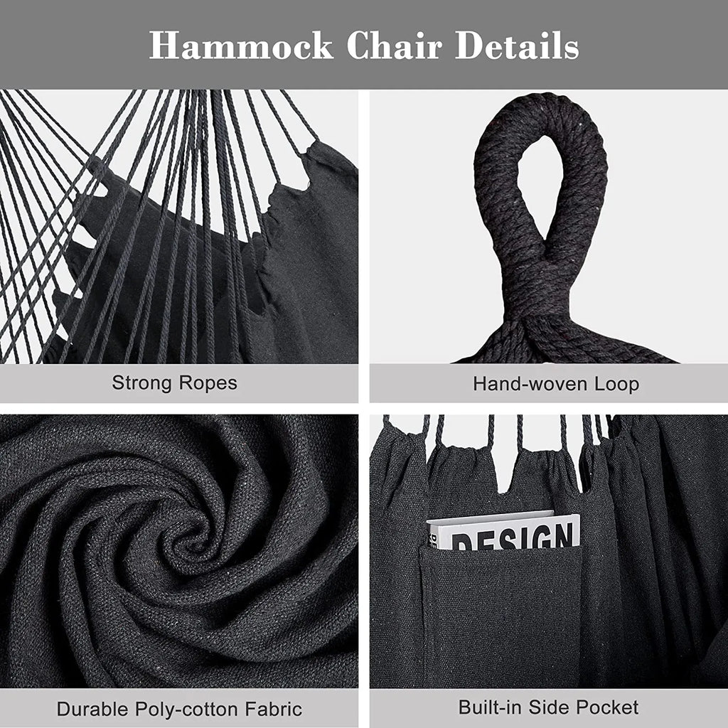 55 Inch Extra Large Double Hammock with Stand, 475lbs Capacity, Outdoor Portable Hammock with Hardwood Spreader Bar, Extra Large Pillow