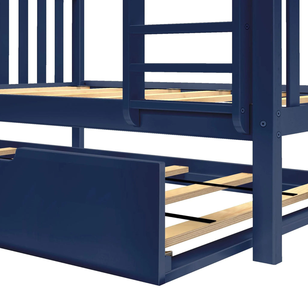 🎄Store Closing Sale💖Kids Solid Wood Twin-Over-Full Bunk Bed + Trundle Bed