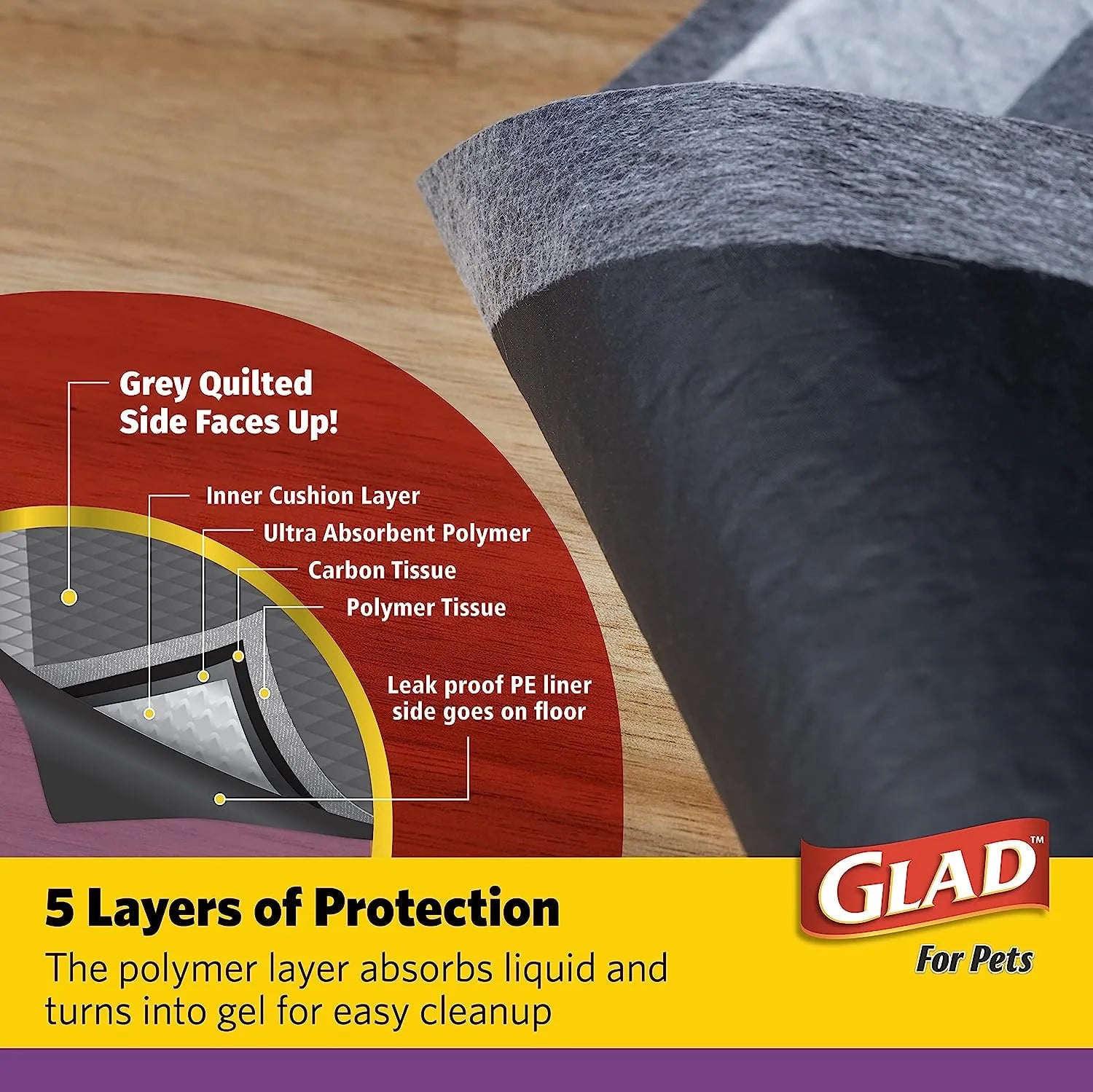 Glad for Pets Black Charcoal Puppy Pads 23" x 23" | Puppy Potty Training Pads That ABSORB & NEUTRALIZE Urine Instantly | New & Improved Quality Puppy Pee Pads, 100 count
