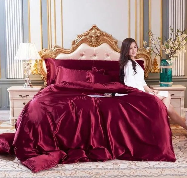 Luxury 100% Silk Duvet Cover 4 Pieces Set