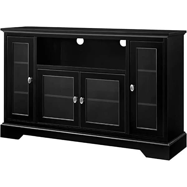 Walker Edison Concord Classic Glass Door Storage TV Console for TVs up to 80 Inches, 70 Inch, Espresso Brown Espresso Brown 70 Inch Tall TV Stand