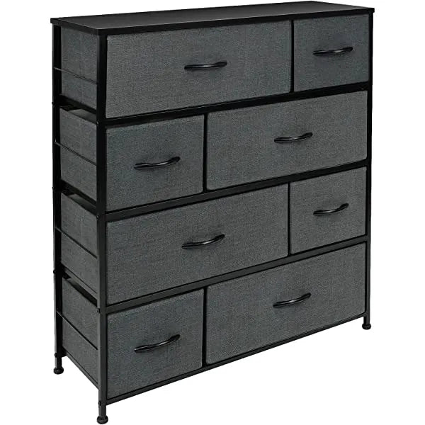 Sorbus Dresser with 8 Drawers - Furniture Storage Chest Tower Unit for Bedroom, Hallway, Closet, Office Organization - Steel Frame, Wood Top, Easy Pull Fabric Bins (Black)