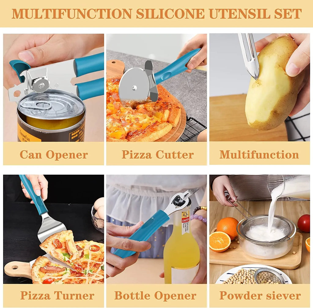 Silicone cooking tool set, chef 43 pieces heat-resistant kitchen tools