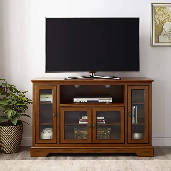 Walker Edison Concord Classic Glass Door Storage TV Console for TVs up to 80 Inches, 70 Inch, Espresso Brown Espresso Brown 70 Inch Tall TV Stand