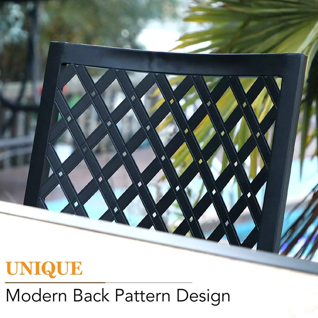 5-Piece Patio Fire Pit Set Steel Swivel Chairs With Cushions & 50,000BTU Square Fire Pit Table