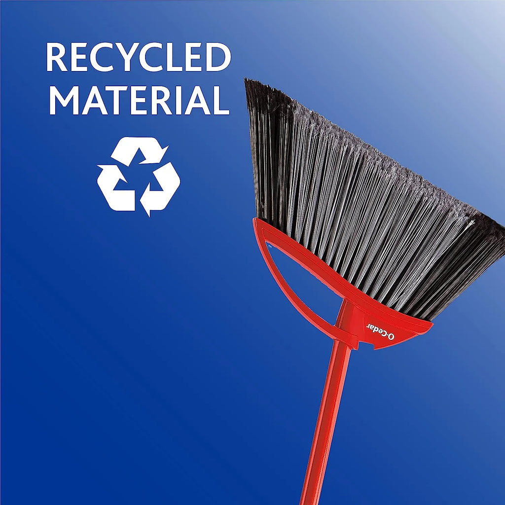 O-Cedar Pet Pro Broom & Step-On Dustpan PowerCorner, Red