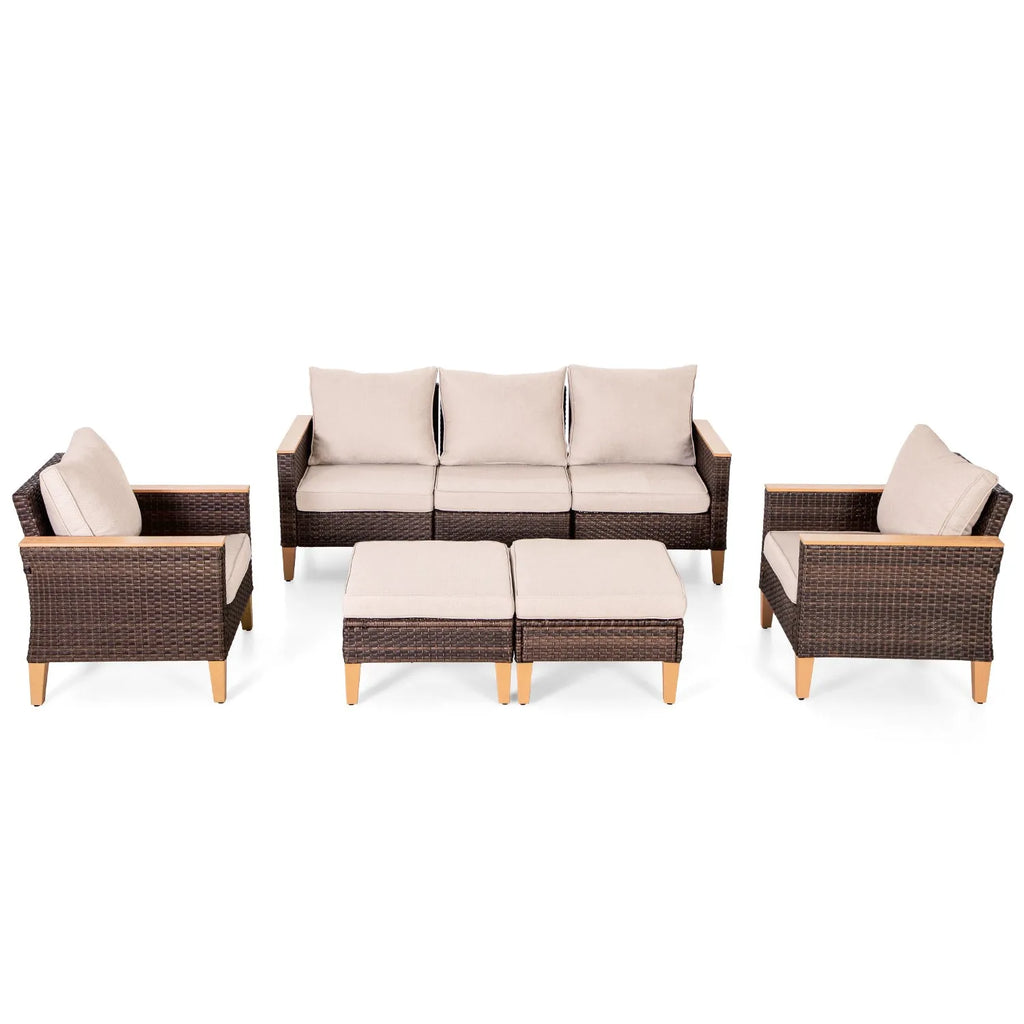 7-Seat All-Weather PE Wicker Patio Sectional Sofa Set