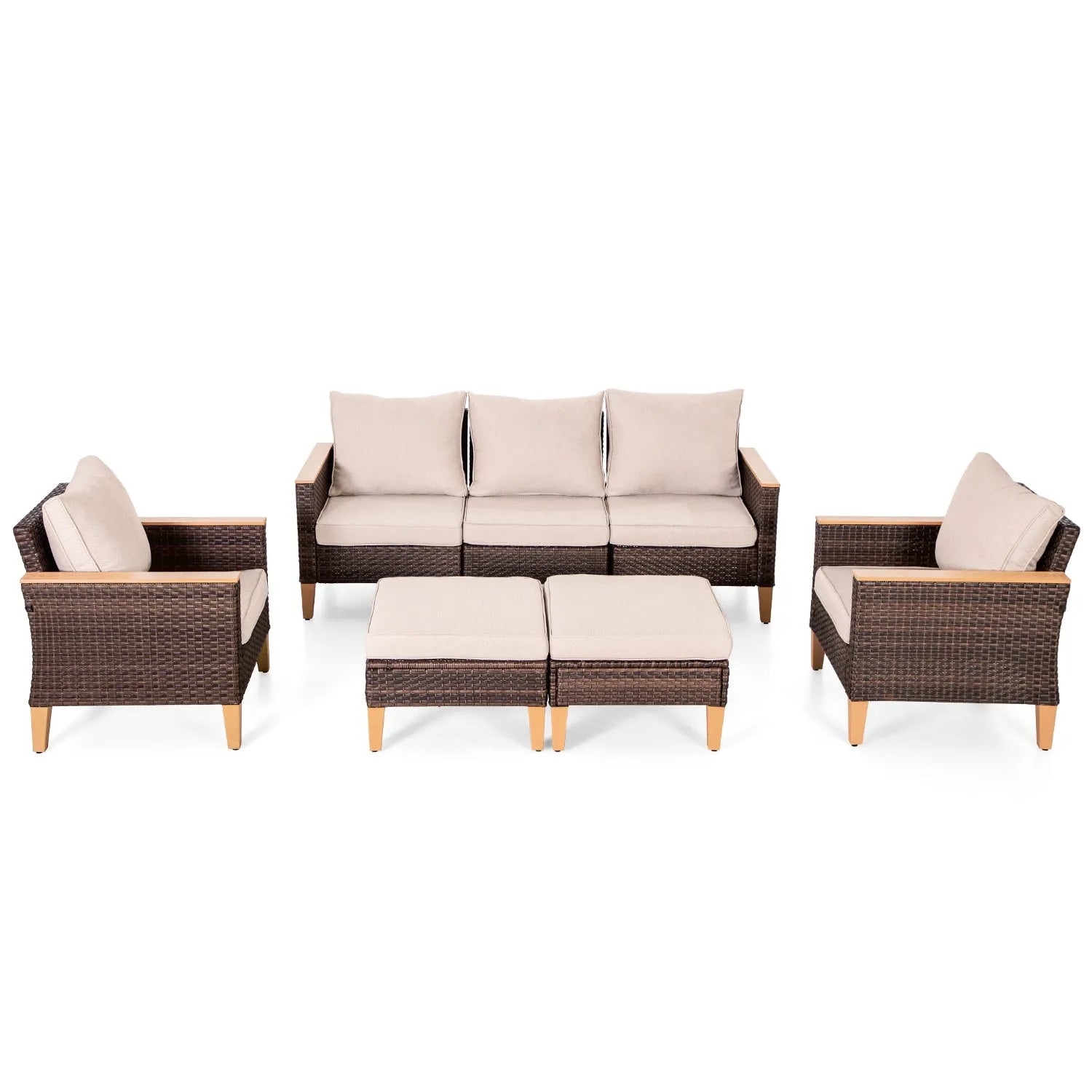 7-Seat All-Weather PE Wicker Patio Sectional Sofa Set