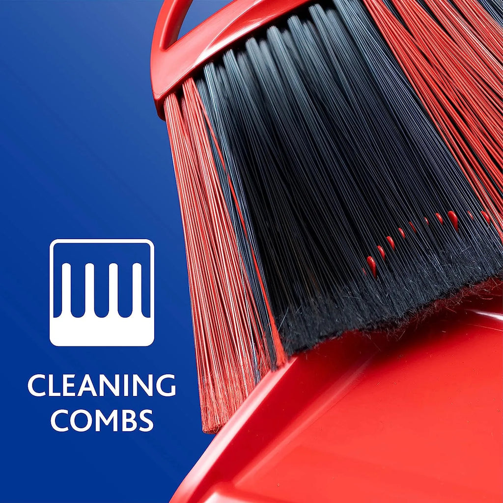 O-Cedar Pet Pro Broom & Step-On Dustpan PowerCorner, Red