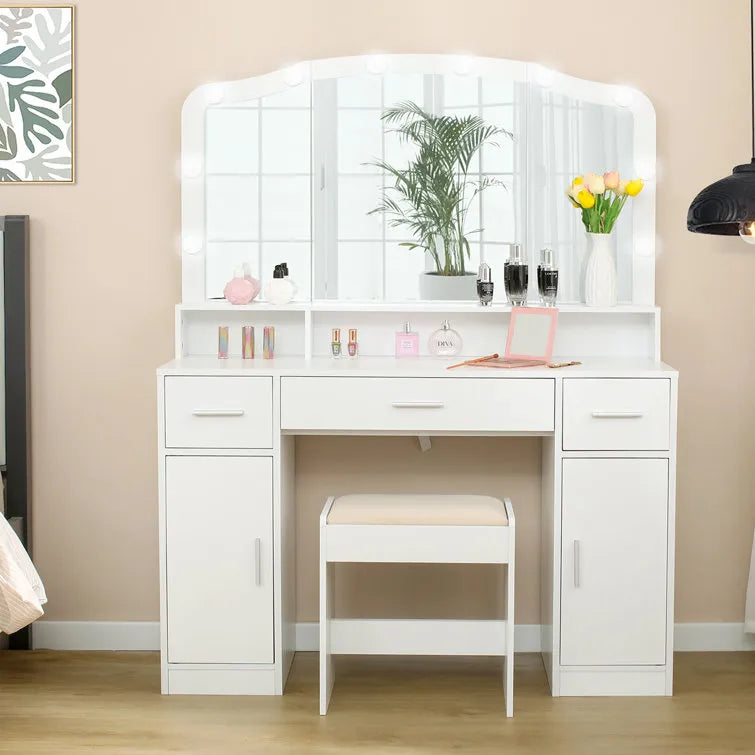 Areena Vanity Set with Stool and Mirror