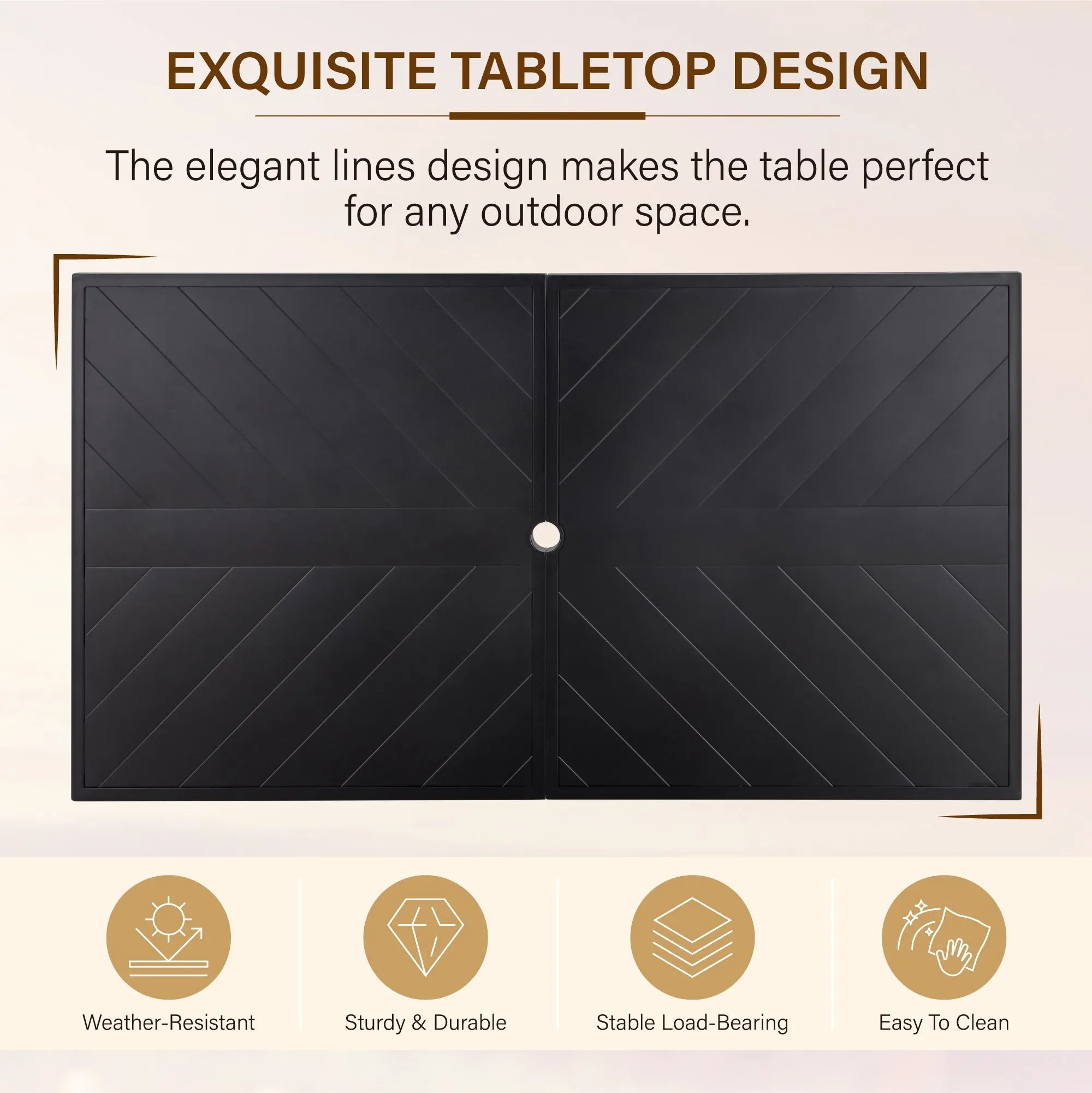 7-Piece Patio Dining Set With 6 Cushioned Steel & Rattan Chairs and Rectangle Table