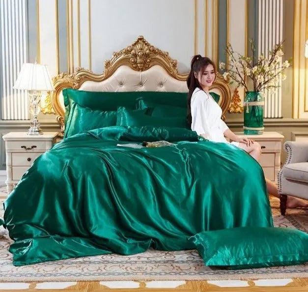 Luxury 100% Silk Duvet Cover 4 Pieces Set