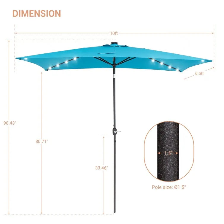 Doralice 120'' x 78'' Rectangular Lighted Market Umbrella