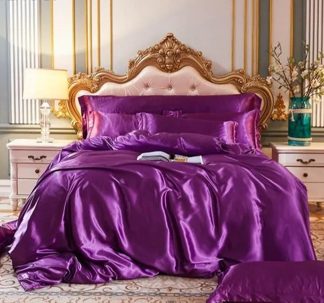 Luxury 100% Silk Duvet Cover 4 Pieces Set