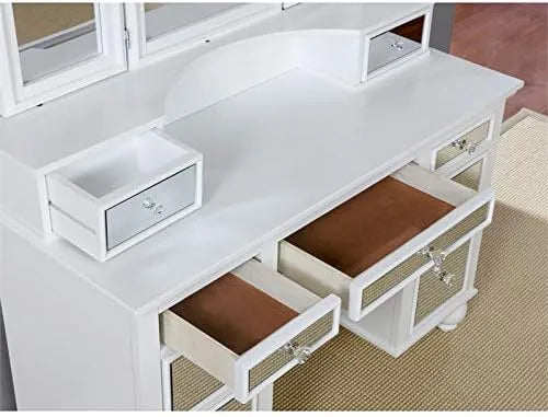 Furniture of Diane Contemporary Wood 3-Piece Vanity Set in White