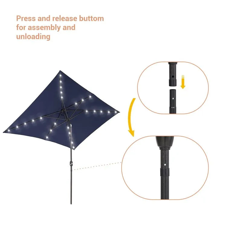 Doralice 120'' x 78'' Rectangular Lighted Market Umbrella
