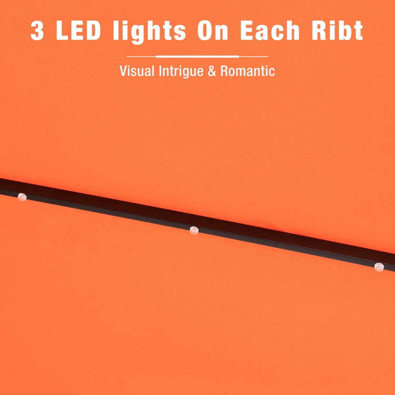 9/10ft Crank Open Patio Umbrella With 24 LED Lights & Ruffles