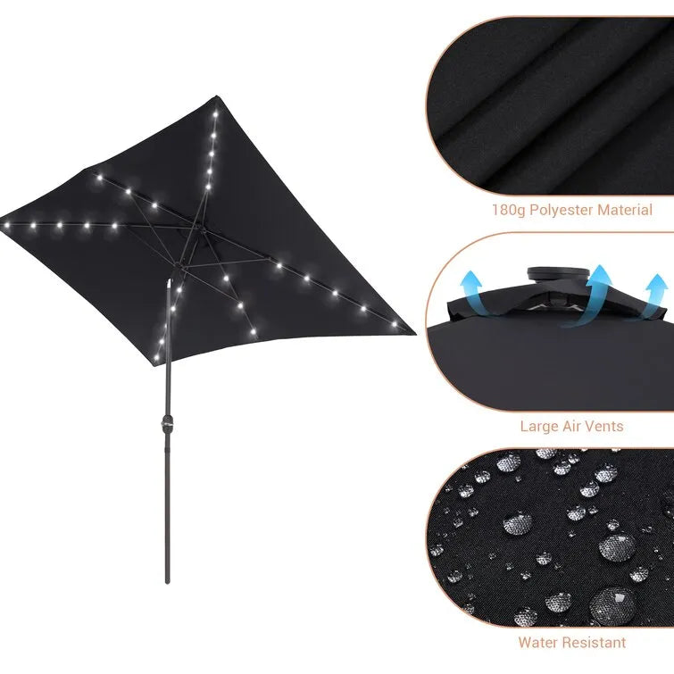 Doralice 120'' x 78'' Rectangular Lighted Market Umbrella