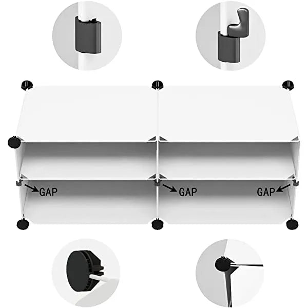 KOUSI Portable Shoe Rack Organizer 24 Pair Tower Shelf Storage Cabinet Stand Expandable for Heels, Boots, Slippers, 6 Tier White 32"x12"x36"