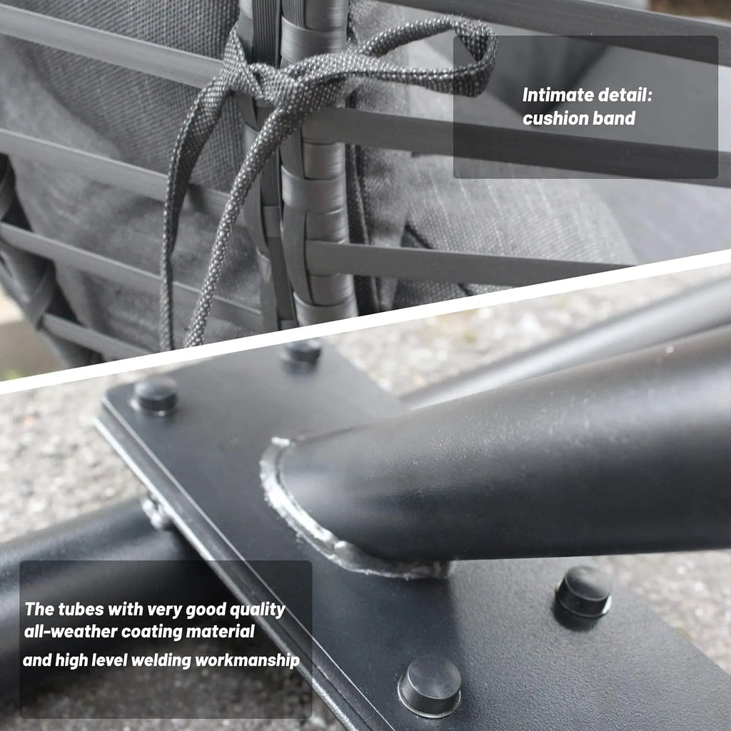 JOYBASE Hanging Egg Chair with Stand, Outdoor Wicker Rattan Egg Swing Chair with Stand and Cushion for Indoor Outdoor Bedroom Patio Garden (Grey/Black)