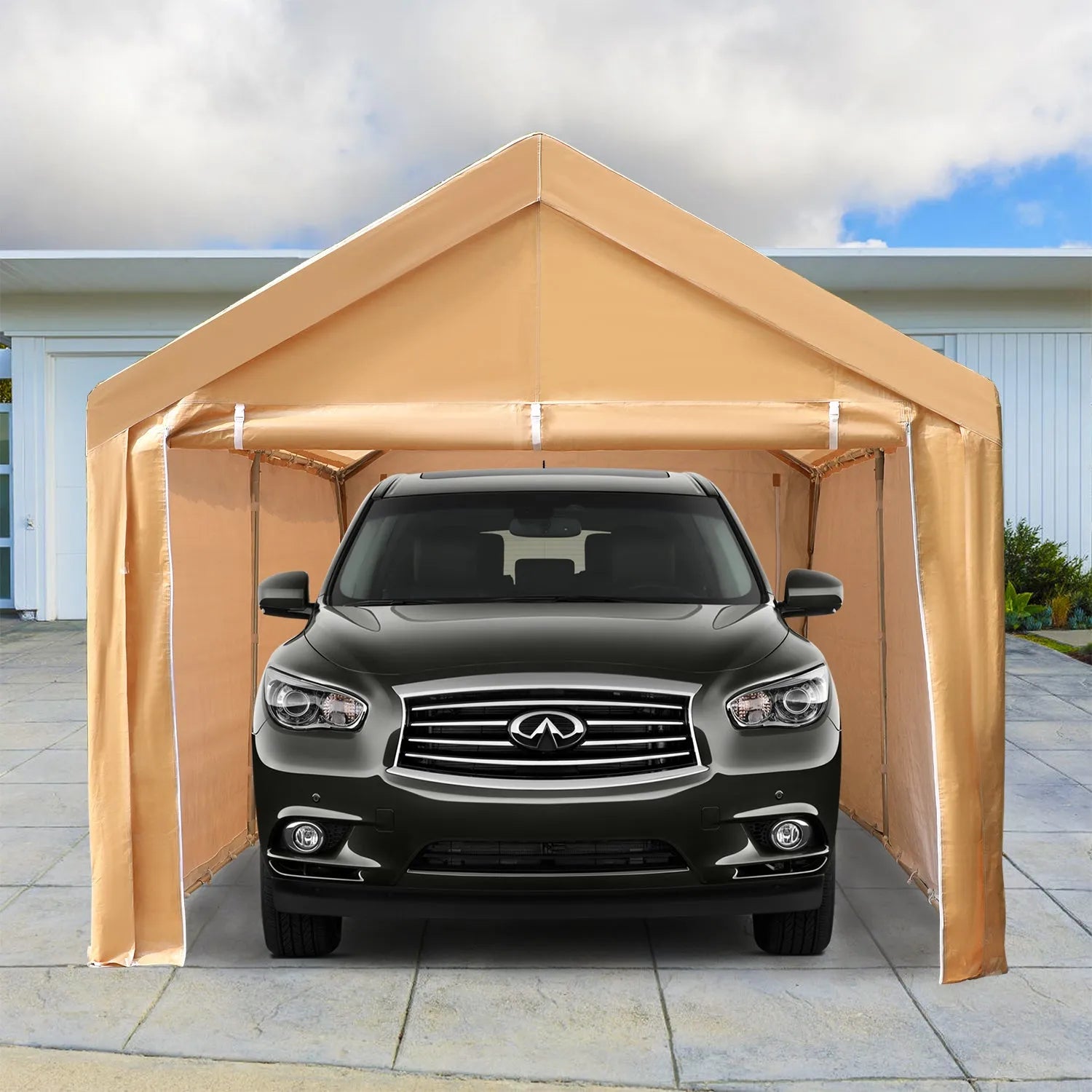 10x20 ft Heavy Duty Carport Canopy Instant Garage with Removable Sidewalls and Doors