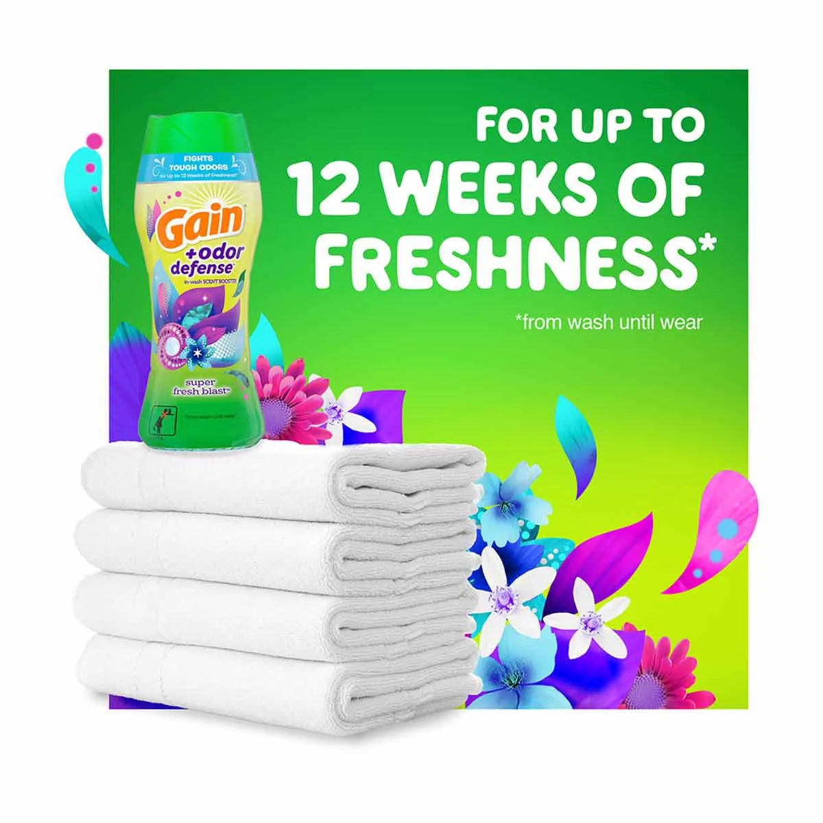 Gain + Odor Defense In-Wash Scent Booster - Super Fresh Blast Scent, 9.1 Oz