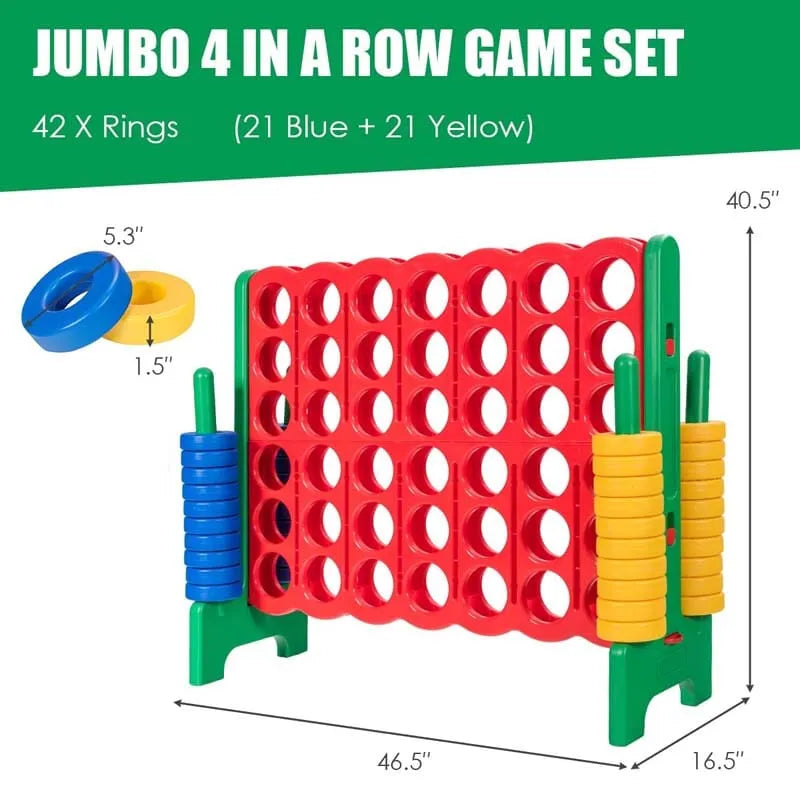 4-to-Score Giant Game Set with 42 Jumbo Rings & Quick-Release Slider