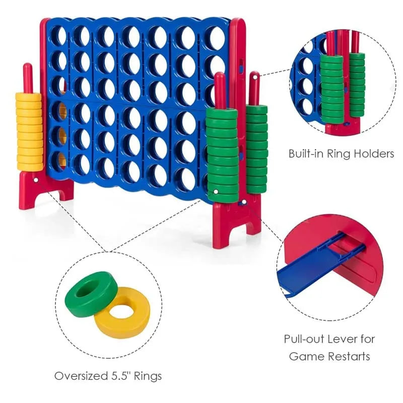 4-to-Score Giant Game Set with 42 Jumbo Rings & Quick-Release Slider