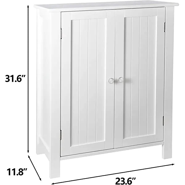 SUPER DEAL Modern Bathroom Floor Storage Cabinet with Adjustable Shelf and Double DoorRust Proof, Living Room Modern Home Furniture Storage Organizer Cabinet