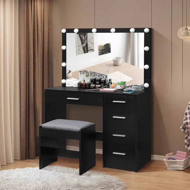 Jaq Vanity with Lights and Stool