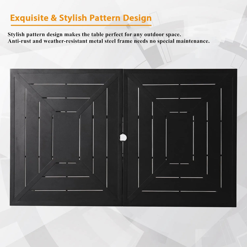 7-Piece Patio Dining Set With 6 Cushioned Steel & Rattan Chairs and Rectangle Table