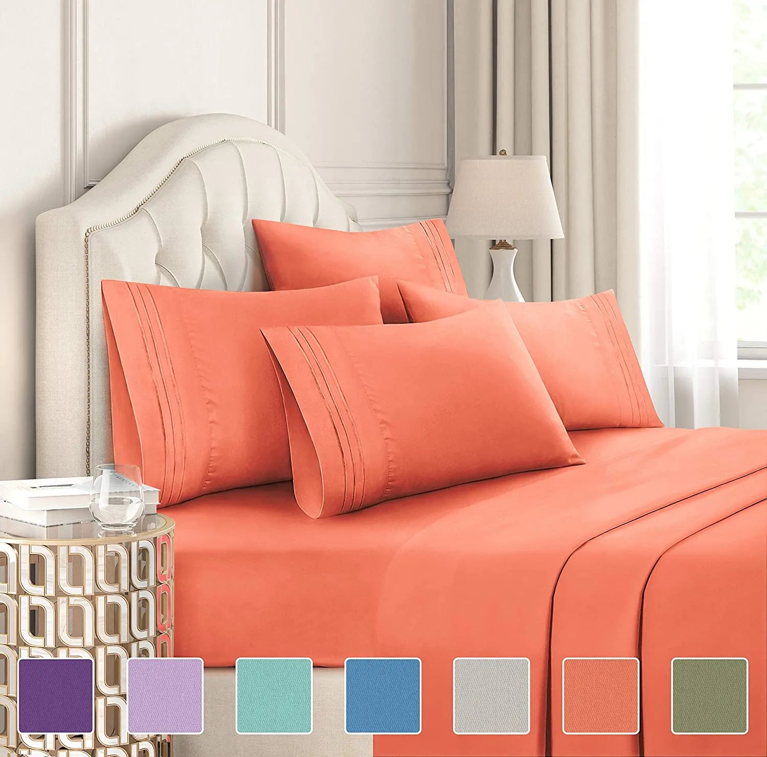 4/6 Piece Bed Sheets Set- Extra Soft - Deep Pockets - Easy Fit - Breathable /Cooling - Wrinkle Free