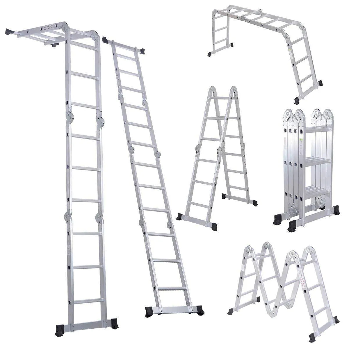 Folding Telescoping Ladder Aluminium Multi-Purpose 7 in 1 Heavy Duty Combination 12.5/15.5/18.5 Feet