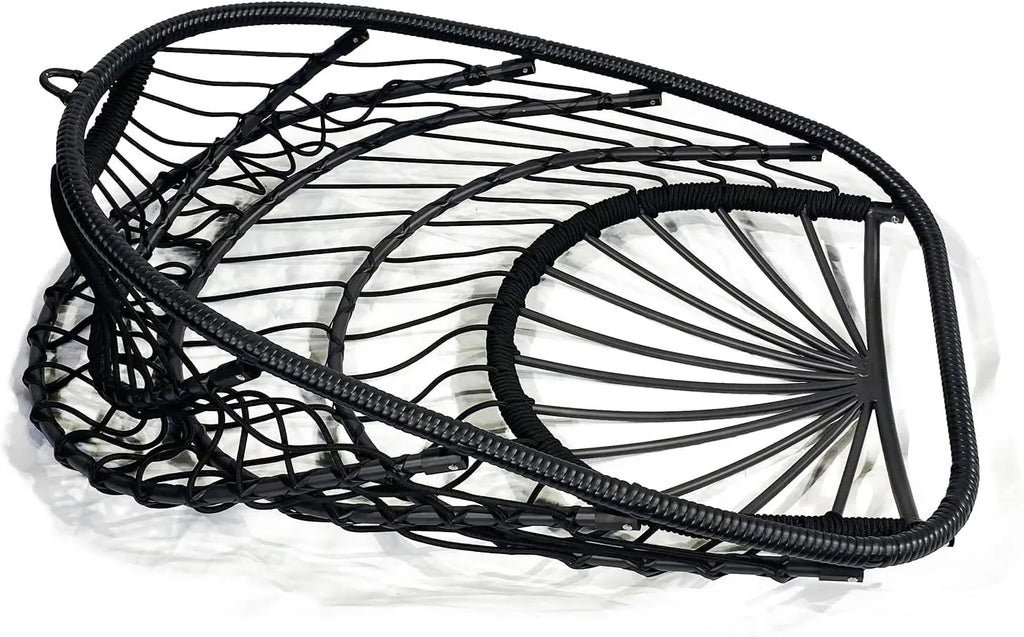 PRIVATE GARDEN Large Hanging Egg Chair with Stand Upgraded Wicker Egg Swing Chair Outdoor Indoor PE Rattan Hanging Chair with Grey Comfort Cushion Heavy Duty C-Stand