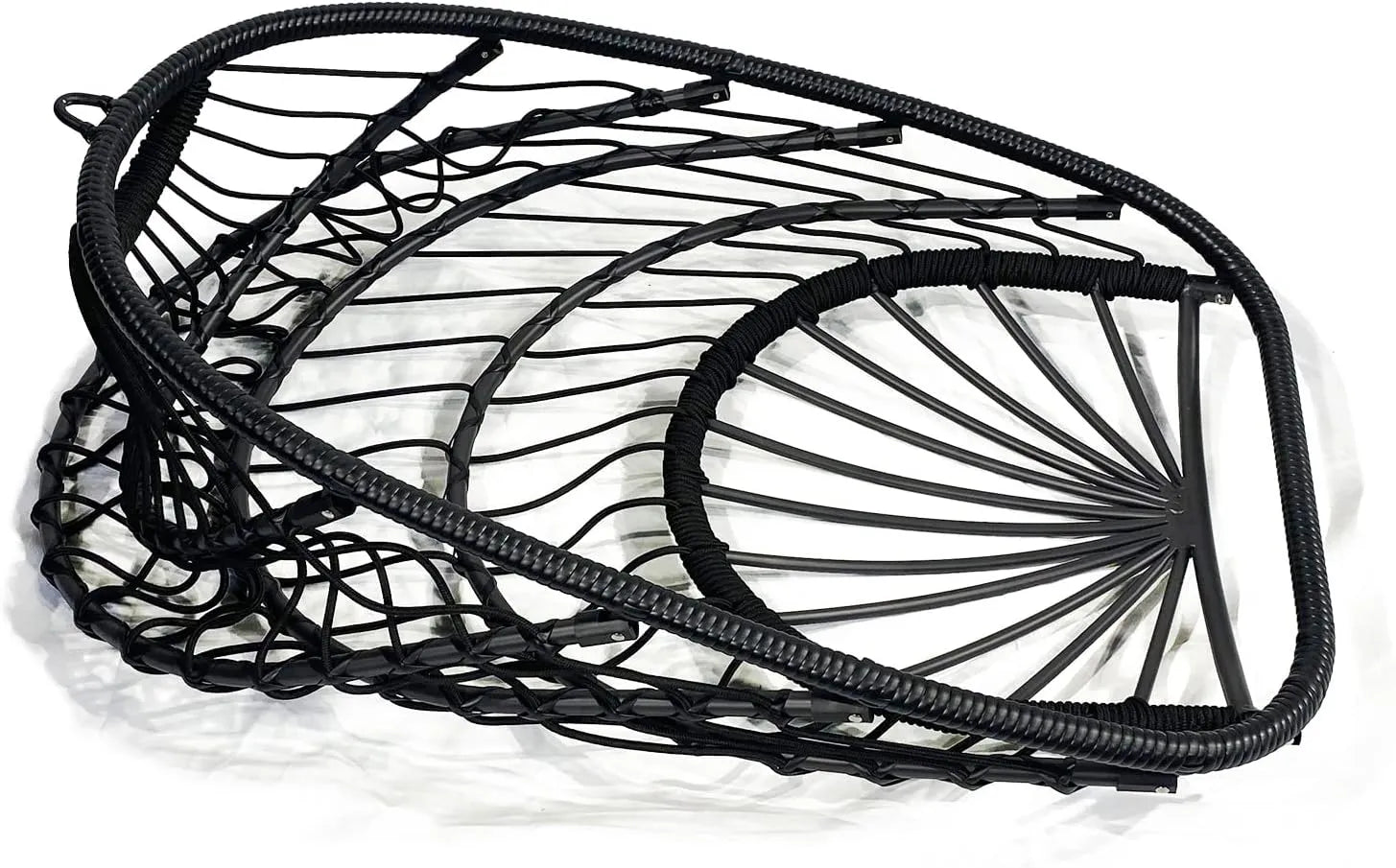 PRIVATE GARDEN Large Hanging Egg Chair with Stand Upgraded Wicker Egg Swing Chair Outdoor Indoor PE Rattan Hanging Chair with Grey Comfort Cushion Heavy Duty C-Stand