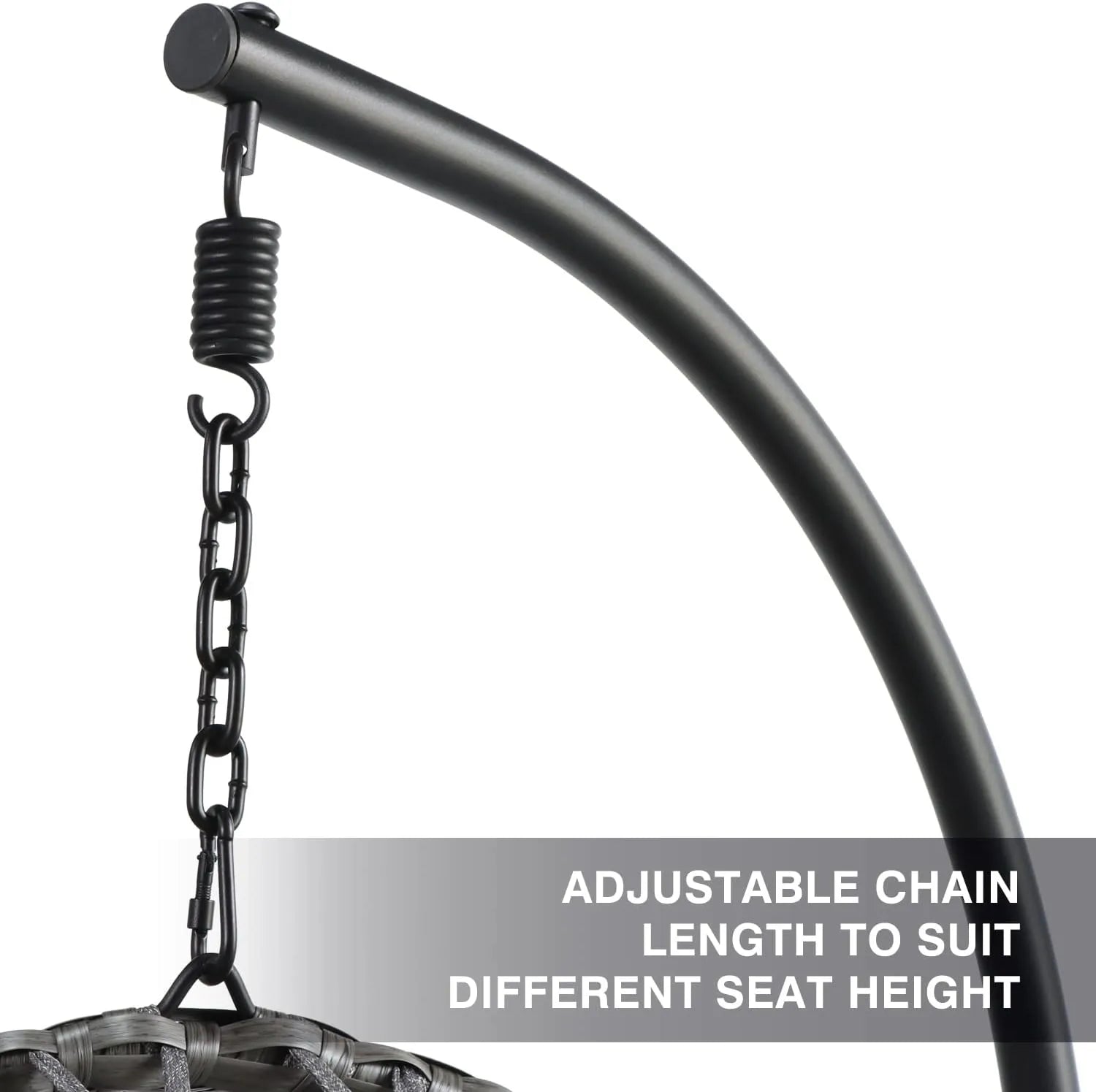 PRIVATE GARDEN Large Hanging Egg Chair with Stand Upgraded Wicker Egg Swing Chair Outdoor Indoor PE Rattan Hanging Chair with Grey Comfort Cushion Heavy Duty C-Stand