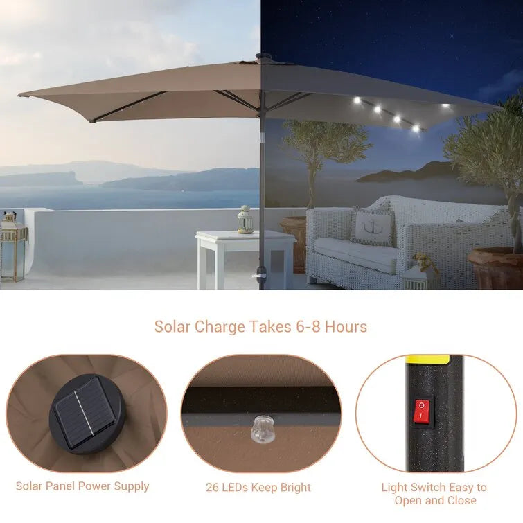 Doralice 120'' x 78'' Rectangular Lighted Market Umbrella